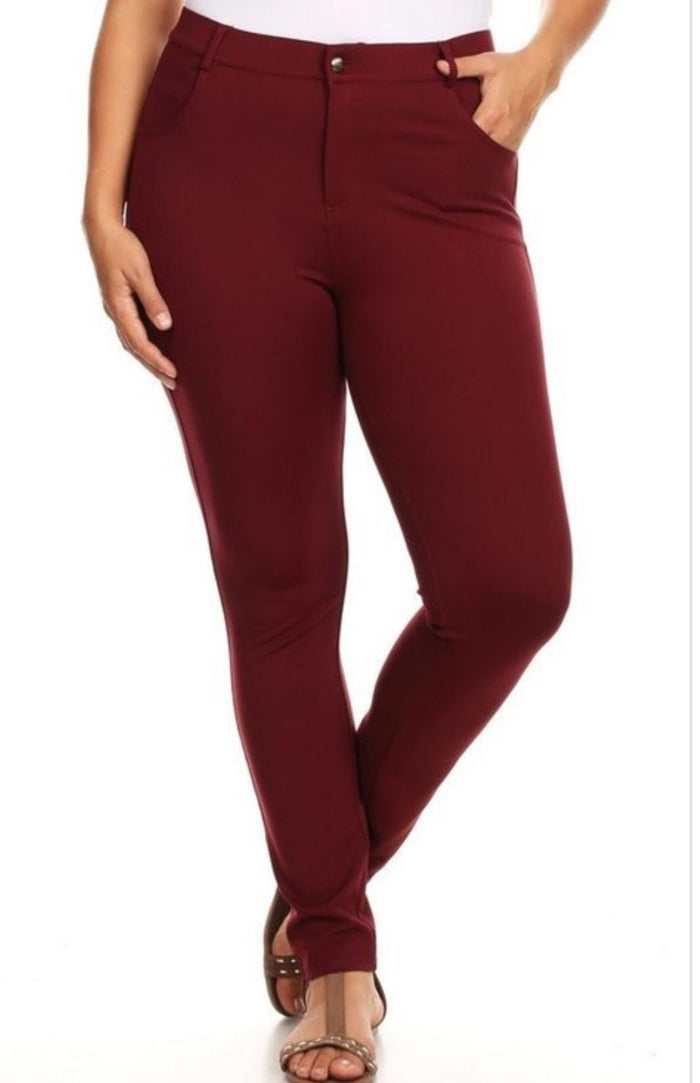 Wine Red Skinny Pants