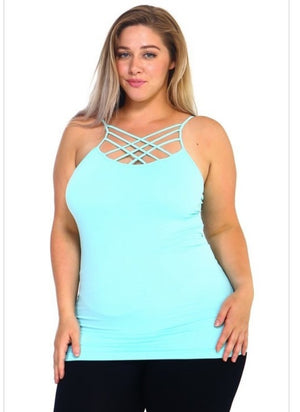 Turquoise Crossed Tank Top