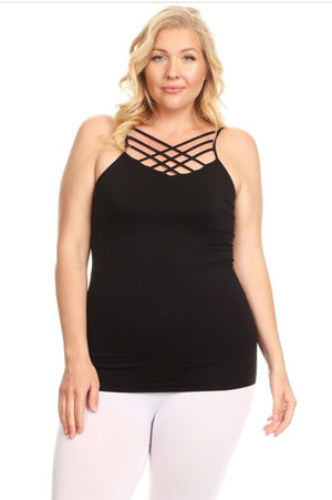 Black Crossed Tank Top