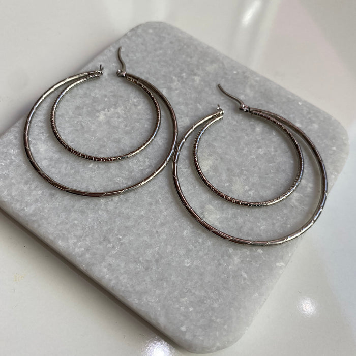 Doble Stainless Steel Hoop Earrings