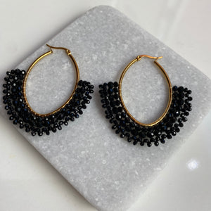 Oval Stainless Steel Earrings (Black)