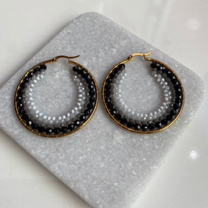 Circular Stainless Steel Earrings (Black/white)