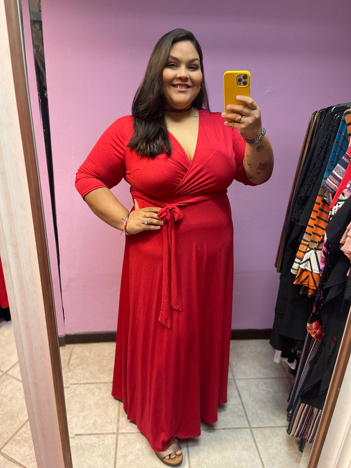 Holiday Glitter (red) - Maxi Dress