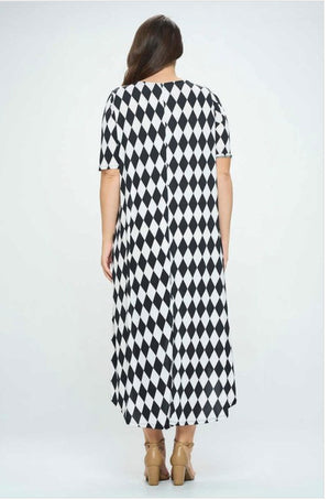 Ines (Black & White) - Tunic Dress