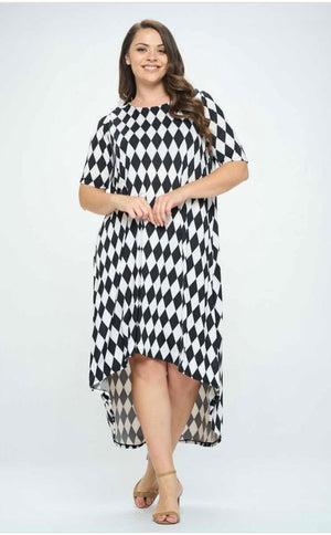 Ines (Black & White) - Tunic Dress